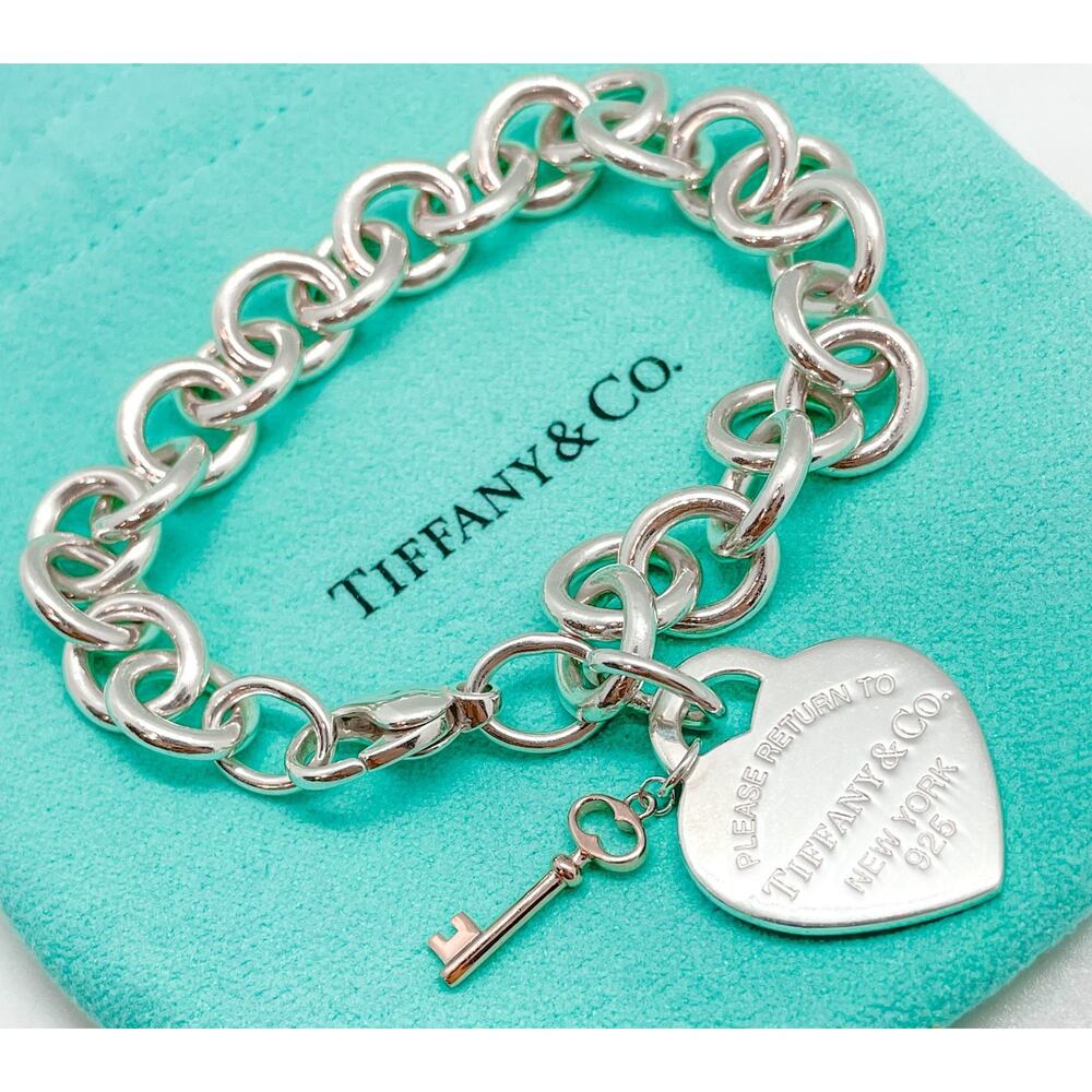 Tiffany & Co. Return to Tiffany Heart Tag & Rubedo Key Charm Bracelet 7”
